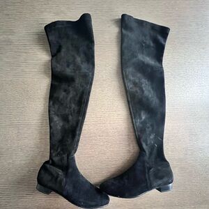 NWB Delman New York Black Stretchy Suede Over The Knee Boots 6.5